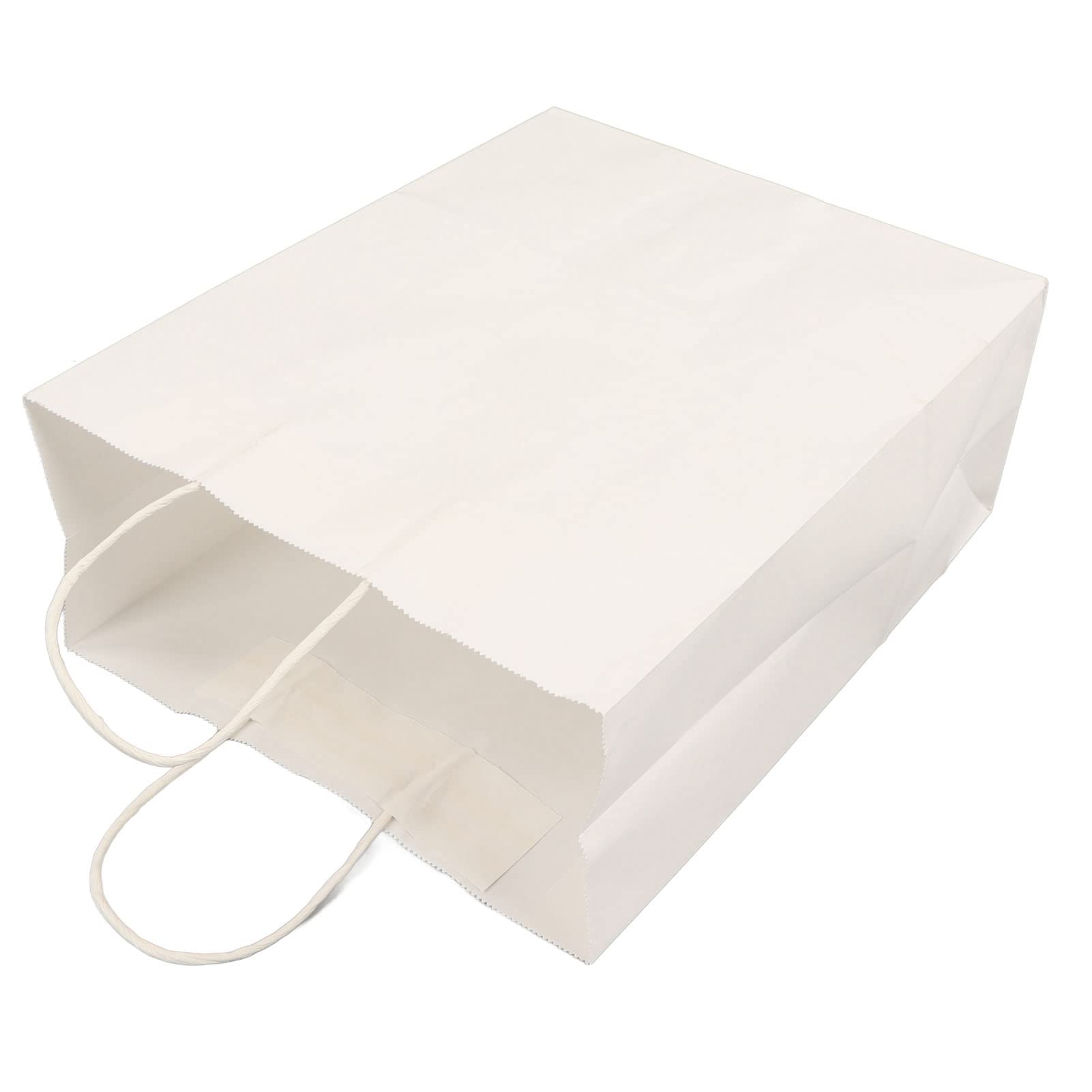 NINESHE Białe papierowe torebki na prezenty z uchwytami, papier typu kraft, wielokrotnego użytku, duże zakupy, rzemiosło, prezent, mała torba do noszenia na urodziny, wesele, imprezę, prezent dla