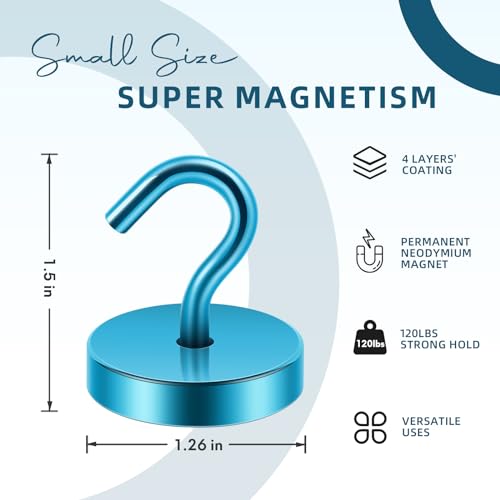 Image of Neosmuk Magnetic Hooks Steel Tube Design for Cruise,130lb+ RoyalBlue,10 Pack
