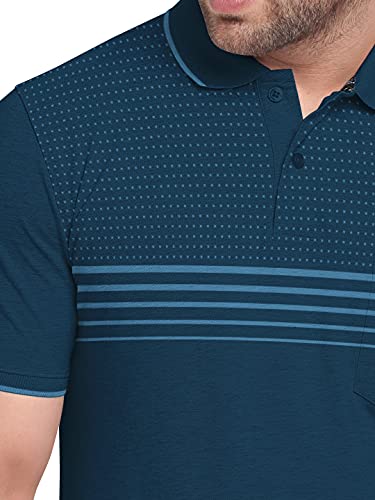BULLMER Mens Regular Fit Cotton Printed Polo Tshirt/Collared Tshirt - Grey