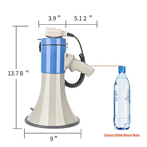 Mymealivos 50 Watt Megaphone Bullhorn Speaker With Siren, 240S Recording, Detachable Microphone & Strap #TOP6
