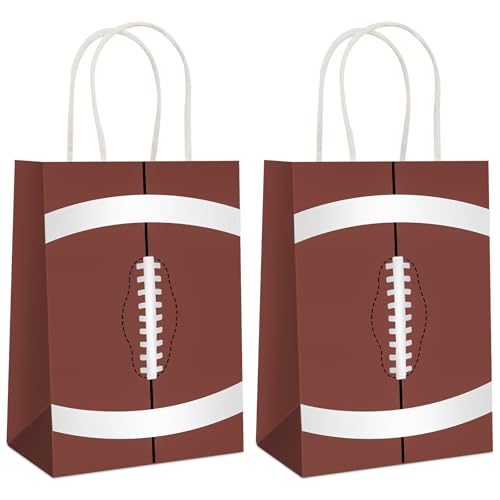 Hxezoc 12 Pieces Football Gift Bags with Handle Paper Treat Candy Bag Sport Favor Bags for Football Theme Birthday Party Decoration Supplies