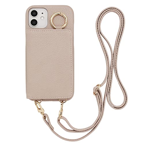 MINTY iPhone12 mini 用 ケース ショルダー ストラップ リング付き フルカバー グレージュのサムネイル