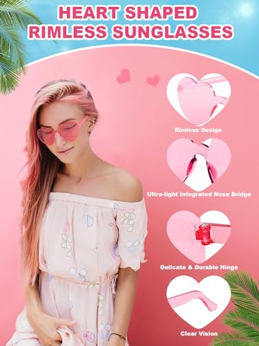 12 pairs heart shaped sunglasses for women colorful glasses fun trendy transparent heart sunglasses party favor pink