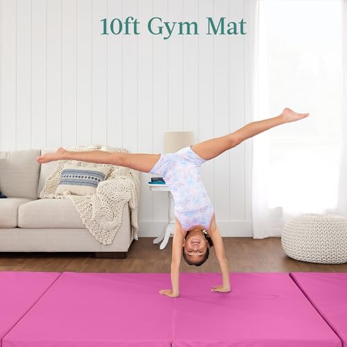Image of Best Choice Products 10ftx4ftx2in Folding Gym Mat 4-Panel Exercise Gymnastics Aerobics Workout Fitness Floor Mats w /Carrying Handles