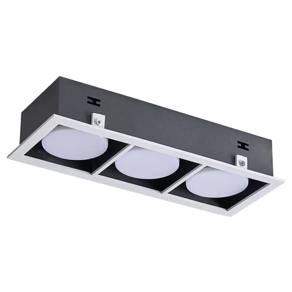 GTHTUHFD Dimmable Rectangle Ceiling Panel Light 3 Heads Adjustable Angle Downlight Luminaire 15W/21W/27W Wafer Can Lights Multiple Gimbal Spotlights-3000K-6000K,9w*3