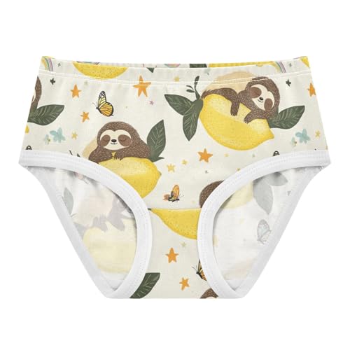 Wusikd Sloths Sleeps Girls' Underwear Cotton Lemon Butterflies Girls Briefs Soft Toddler Underwear 2T