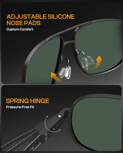 Image of DUCO Aviator Sunglasses for Men Carbon Fiber Temple Polarized Sunglasses Men UV Protection Sun Glasses for Driving 3051