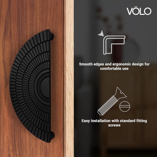 Image of VOLO Main Door Handle - Zinc Alloy Pull Handle for Wooden, Glass & Metal Doors, Suitable for Home, Office & Hotel Entryways (Model: S-626, Pack of 1 Set) (Black, 224MM (10 Inch))