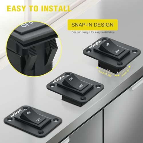 Image of Nilight ON-Off Switch Panel 4 PIN DPST Toggle Switches Panel 12V 20A Black | Anodized Aluminium switch Shell Bracket with Screws Ternimals Jumper Wires Set for Cars Trailers Boats RV Camper