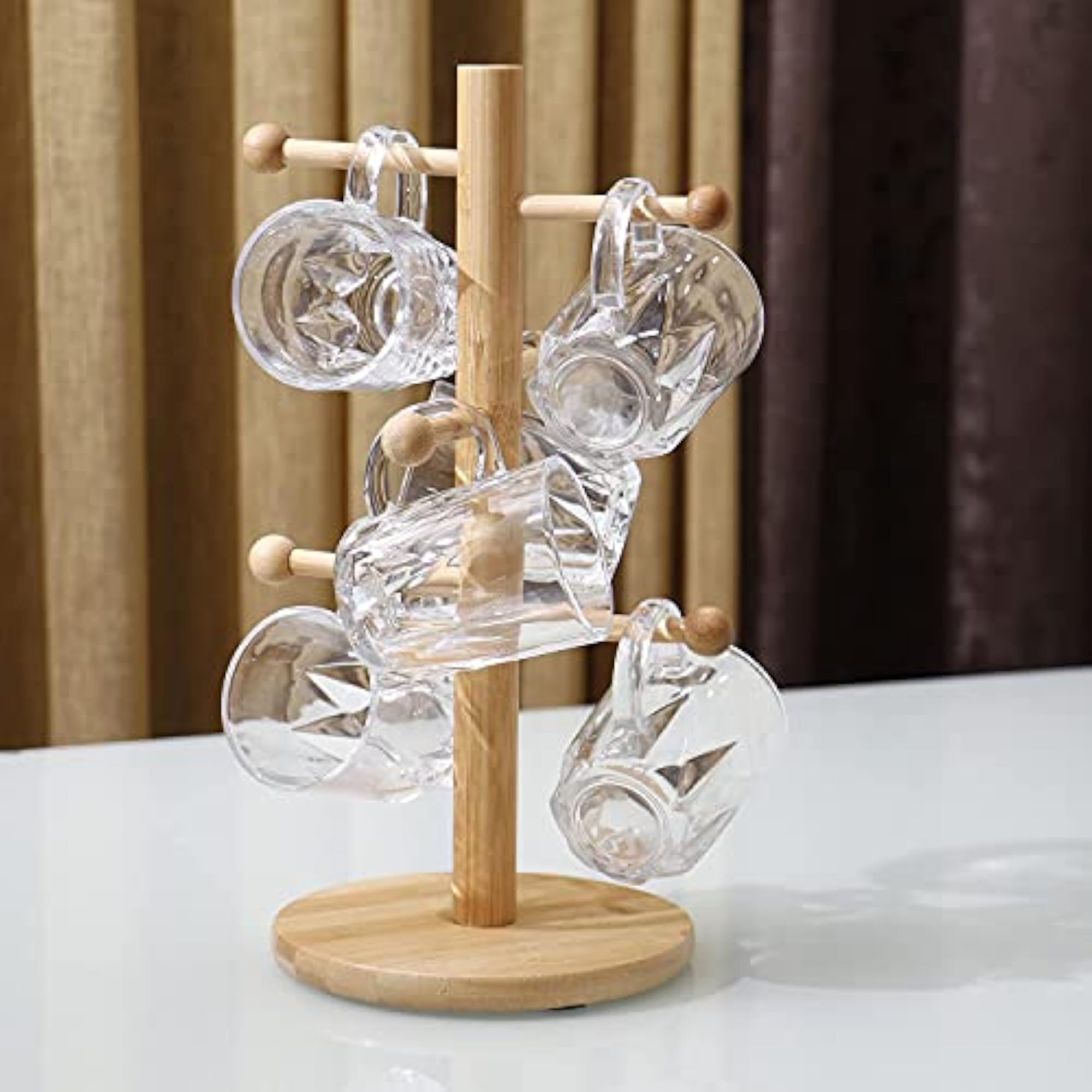 Eco-Friendly Bamboo Mug Holder Stand for Kitchen