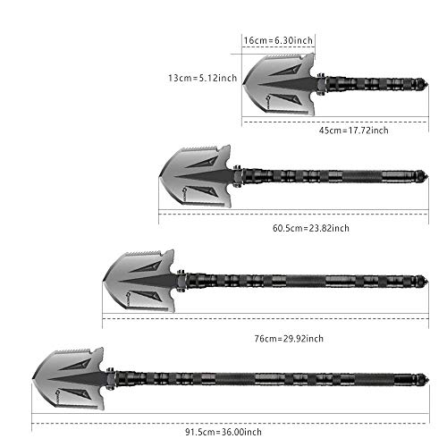 ANTARCTICA Military Folding Shovel Multitool Compact Backpacking Tactical Entrenching Tool for Hunting, Camping, Hiking, Fishing (Black Upgraded)