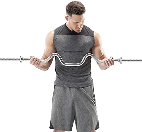 Marcy Triceps and Biceps Combo Curl Bar for 1-inch Weight Plates Weightlifting Strength Training Accessory for Home Gym TBC-51 (NEW)