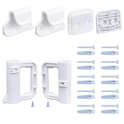 Stcockis Baby Gate Replacement Parts for Mesh Gate Retractable Dog Gate Full Set Wall Mounting Kits Hardware with Brackets, Hooks, Latches, Screws for Retractable Gate and Stair Gate, White