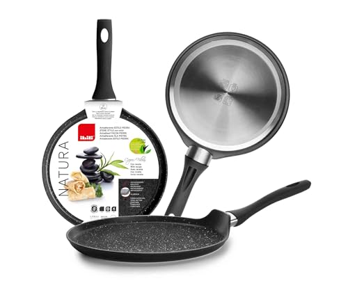 IBILI - Sarten Crepes Natura, 25 cms, Aluminio, Antiadherente Estilo Piedra, Apto para induccion