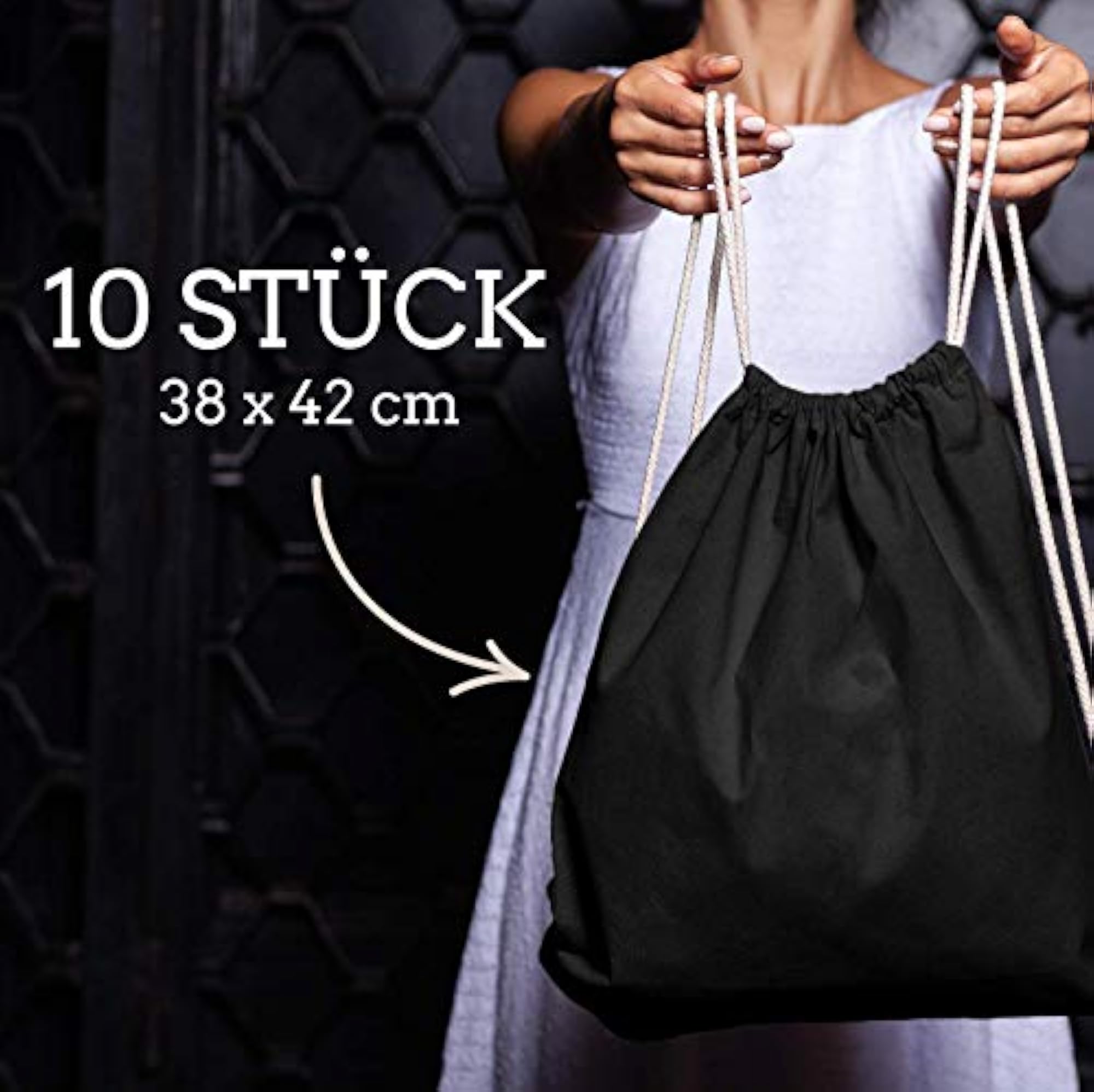 Pack of 10 Natural Cotton Gym Bags, Versatile Sports Bag