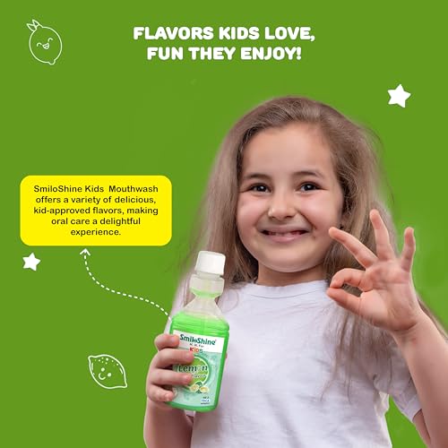 Image of SmiloShine Kids Mouthwash-Alcohol Free-For Fresh Breath & Protection Against Germs-Ages 3+ (Lemon Lime Flavour), 150 Milliliter