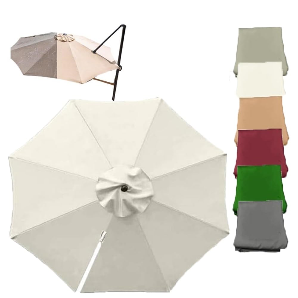 SVBVRFEEW 11ft 11.5ft Patio Umbrella Replacement Canopy Top Round Cantilever Umbrella Replacement Fabric Market Umbrella Canopy Offset Umbrella Cover 8 Ribs(Beige,300cm (9.8ft))