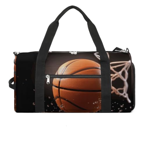 Sac de gym imprimé basket-ball avec fermeture éclair et compartiments de voyage