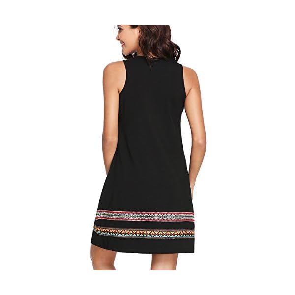 Romwe-Womens-Summer-Boho-Sleeveless-Embroidered-Hem-Loose-Casual-Tank-Dress ROMWE Women's Summer Boho Sleeveless Embroidered Hem Cotton Loose Casual Tank Dress Black L