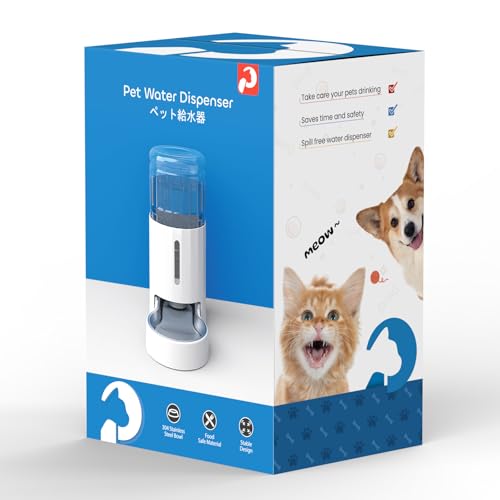 JUNSPOW 7L Edelstahl Haustier Wasserspender, große Kapazität Schwerkraft Haustier Tränke, Keine Elektrizität & Ultra-Silent Automatic Water Dispenser für große Hunde/Multi-Katzen-Haushalt, schwarz