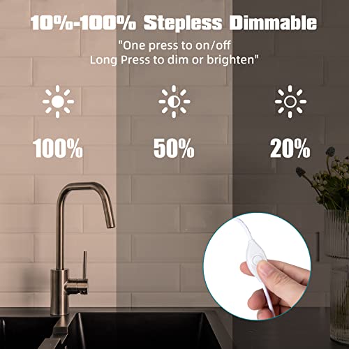Image of Under Cabinet Lights, 12 Inch Dimmable LED Under Cabinet Lighting, Natural White 4000K, Slim Under-Counter Light Fixtures with Memory Function, Under Counter Lights for Kitchen, Desk Light Bar