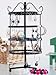 MyGift 4 Tier Rotating Jewelry Organizer Stand Holder, Black Metal Spinning Tabletop Earring Display Rack Tower - Holds 92 Pairs of Earrings