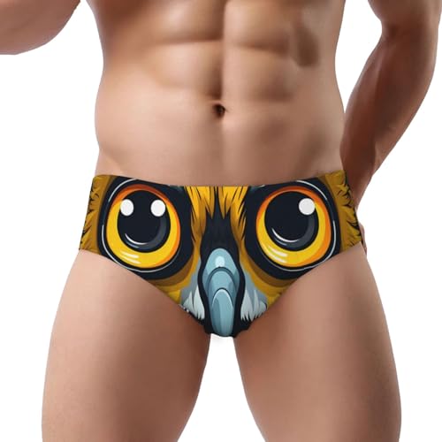 Cute Owl Print Men'S Briefs Triangle Bikinis Underwear Print Breathable Briefs S-XXXL
