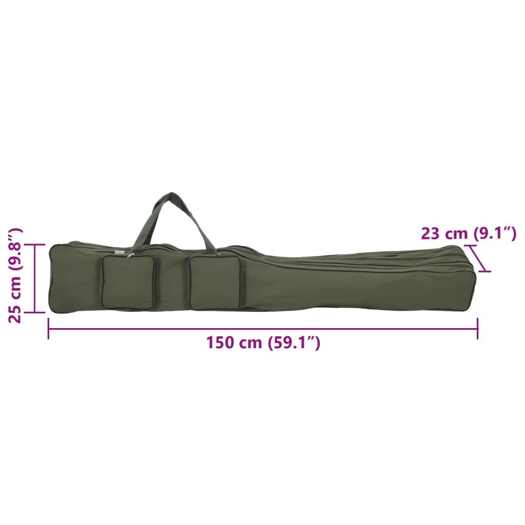 Torba wędkarska ciemnozielona, 150 cm, tkanina Oxford, wyściełana z zamkiem błyskawicznym i paskiem do noszenia, organizer z kieszenią wewnętrzną i zewnętrzną na wędkę, akcesoria wędkarskie
