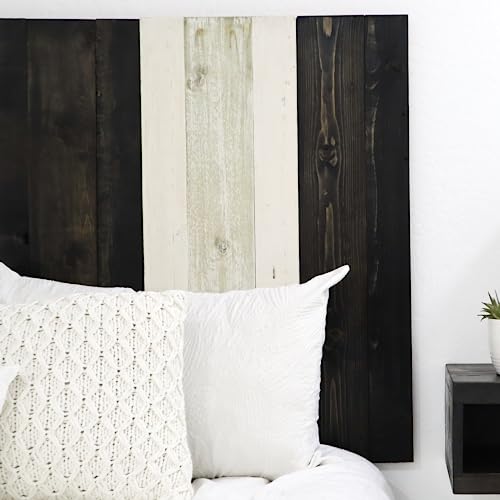 Barn Walls Noir Mix Signature Design, Multicolored Solid Wood Headboard, Leans and Sticks on Wall, Smooth Finish, Anti-Shake, Rattle Free, Queen Size