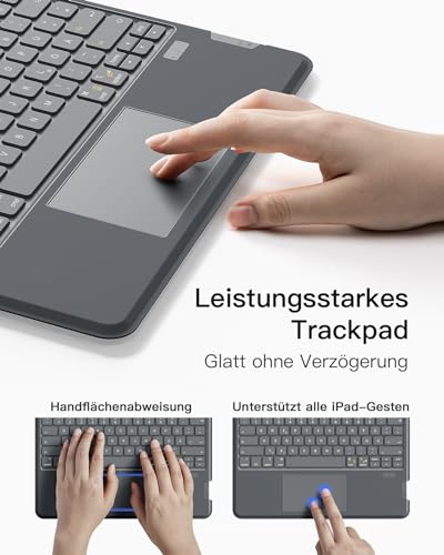 Inateck Tastatur Hülle für Air 13 Zoll M4/M3/M2(2026/2025/2024),iPad Pro 12.9 Zoll,Hoch-/Querformat Ständer,Abnehmbare Touchpad mit 7-Farbiger Hintergrundbeleuchtung,QWERTZ,KB04118 5