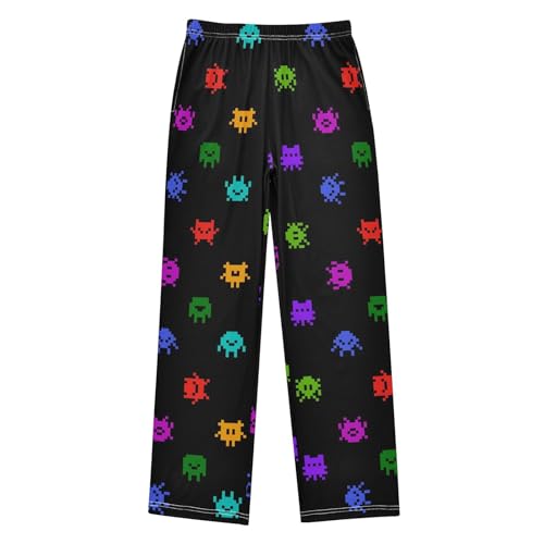 Boys' Pants Colorful Pixel Monster Long Bottoms Jogger Pants Elastic Waist Trousers with Pockets S-XL
