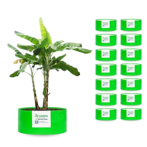 Image of HDPE Grow Bags for Plants 24X12 Inch (Pack of 15) | 260 GSM Heavy Duty UV-Protected Round Green Colour Plant Bags for Terrace and Vegetable Gardening | Strong & Reusable|