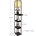 Brightech Maxwell Drawer Edition - Modern Shelf Floor Lamp with Drawer - Corner Display Floor Lamps with Shelves for Living Room, Bedroom and Office - Havana Brown