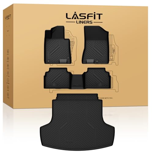 LASFIT Floor Mats & Cargo Mat for Hyundai Sonata 2020-2026 (Only Fit FWD & Gas) / Kia K5 2021-2026 (Only Fit FWD) All Weather TPE Custom Fit Floor Liners for Car Mats Trunk Mats