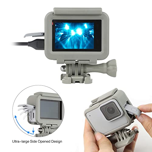 SOONSUN-Frame-Mount-Housing-Case-for-GoPro-Hero-5-6-7-Black-White-Silver-Hero-2018-Cameras-Protective-Housing-with-Buckle-and-Screw-All-Slots-Fully-Accessible-Gray