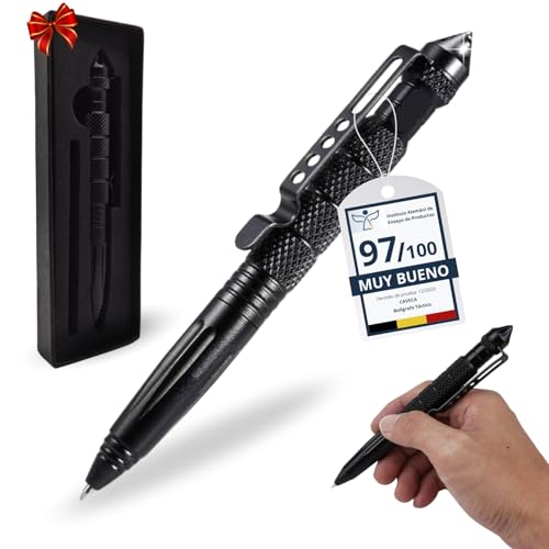 CAVECA Bolígrafo Táctico Multiusos de Acero Inoxidable PREMIUM, Bolígrafo Profesional de Defensa para Hombre, Herramienta Multifunción para Dia del Padre o San Valentin, Regalos Originales para Hombre