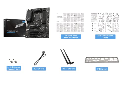 Image of MSI PRO B760-P WiFi ProSeries Motherboard (Supports 12th /13th / 14th Gen Intel Processors, LGA 1700, DDR5, PCIe 4.0, M.2, 2.5Gbps LAN, USB 3.2 Gen2, HDMI /DP, Wi-Fi 6E, Bluetooth 5.3, ATX)