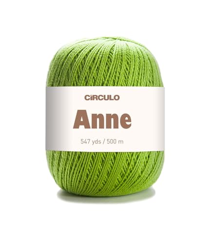 Image of CIRCULO Anne Yarn for Crocheting & Knitting, 100% Mercerized Brazilian Virgin Cotton, Soft Fingering Weight, 547 Yds, 5.19 Oz - Color 5203 Greenery