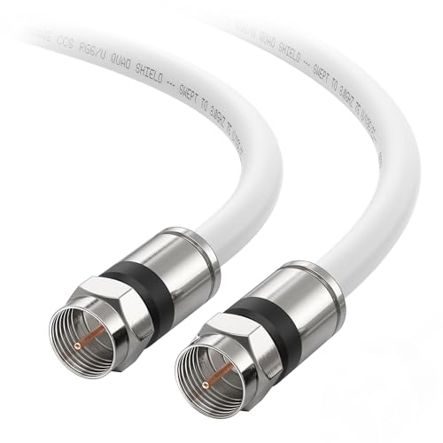 Cable Matters RG6 Coaxial Cable - 6ft, [CL2 Rated for in-Wall Use](CM) Quad Shield Coaxial Cable, RG6 Coax Cord for TV, Digital Router, Satellite Receiver and More, White