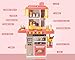Kids Kitchen Play Set，Interactive Kids Kitchen Play Set with 50Pcs of Pretend Kitchen Toys，Realistic Sound Effects，and Simulated Functionality - Suitable for Toddlers Aged 3-5 Years(Pink)