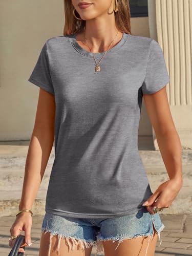 Image of UNCLECAT Womens Short Sleeve Tops Summer Basic T Shirts Casual Crewneck Tee | Solid Color Top, Trendy Fashion Clothes, Daily Wear Shirts, Slim Fit Soft T-Shirt