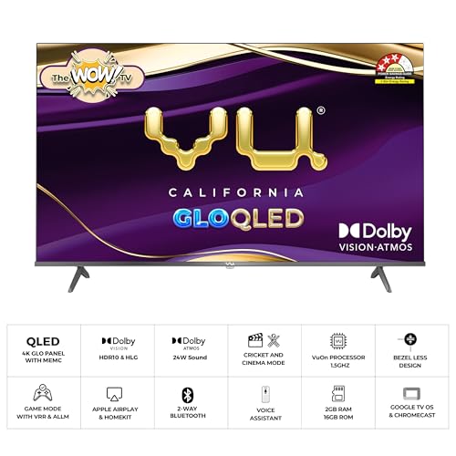 Image of Vu 108cm (43 inches) GloQLED Series 4K QLED Smart Google TV 43GLOQLED25
