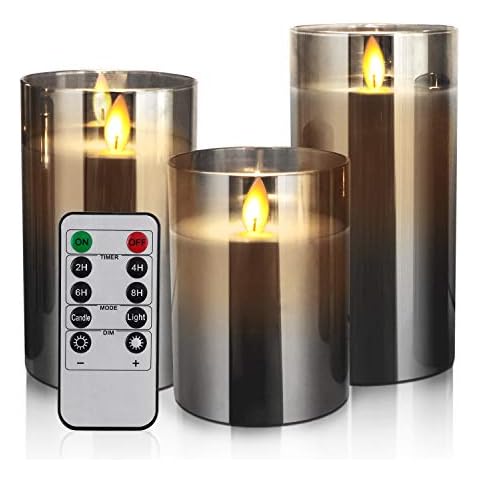YMing LED Flammenlose Kerze mit Fernbedienung und Timer, 4in 5in 6in, 3er-Set batteriebetriebene LED Kerzen mit beweglichen Wick Dancing Flames für Bad Deko, Deko Wohnzimmer, Tischdeko Wohnzimmer Cover