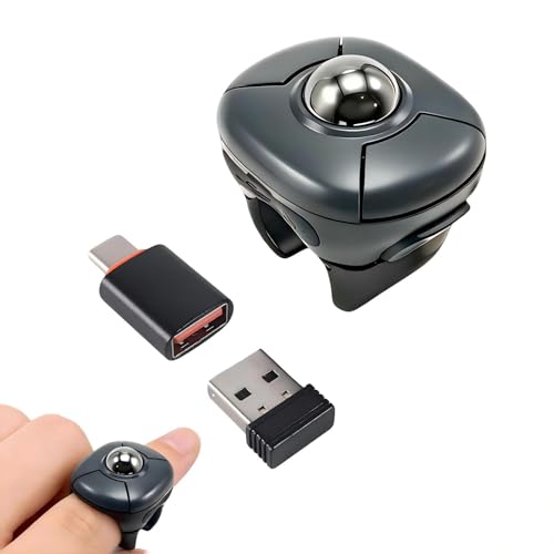elec Space Wireless Ring Mouse - Creative Air Finger Trackball for Tablets & Phones Bluetooth & 2.4G Connectivity Ideal for Video Streaming Remote Photography and Music Control