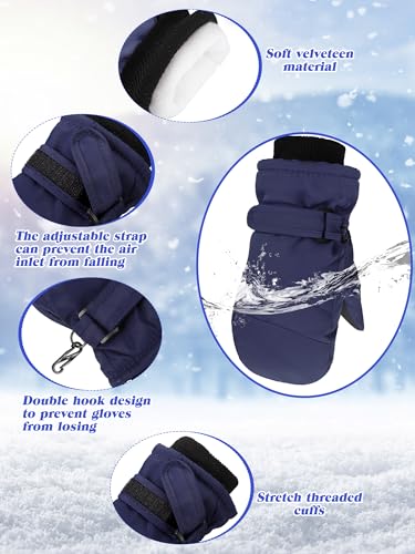 Image of Newcotte 6 Pairs Winter Ski Mittens Kids Waterproof Warm Snow Gloves for Boys Girls Cold Weather Outdoor Activities