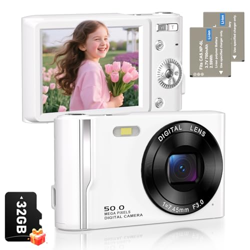 EJXHKNF 4K Digital Camera with 50MP, 16X Zoom, 2 Batteries