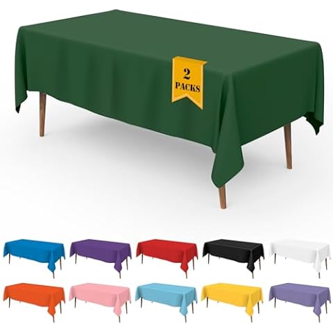 Crahalen Tablecloths Rectangular Plastic Table Cloth Disposable Premium 2 Pack Green Table Cloth 54"x108" Green Party Decorations Party Table Cloths Disposable Camping Tablecloth Picnic Table Cloths Cover