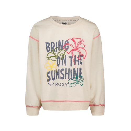 Image of Roxy Oversized Pullover Crewneck Sweatshirt, Soft & Comfortable Girls' Tracksuit Top, Sunshine Oatmeal, 12-14