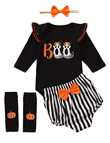 Image of Minseng Direct Baby Girl Halloween Outfit Newborn My First Halloween Clothes 1st Halloween Bodysuit Ghost Outfit
