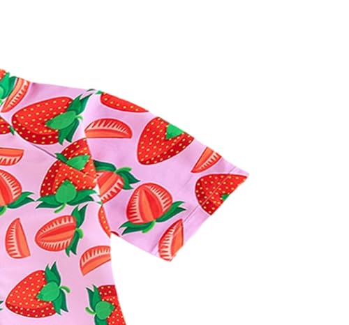 Image of Toddler Girl Swimsuit One Piece Rash Guard Bathing Suit Little Girls Short Sleeve Quick Dry Swimwear 1-7 Years